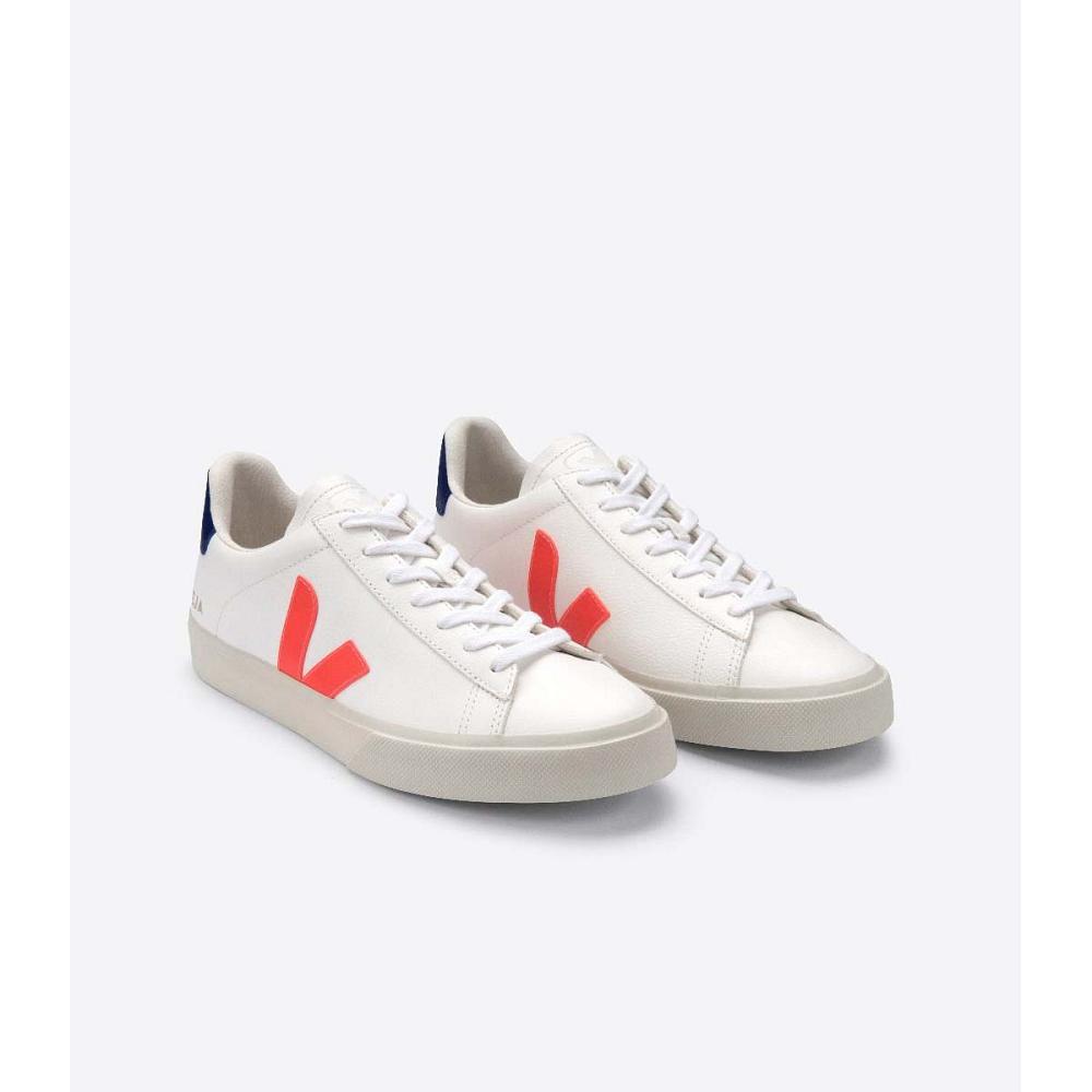 Men's Veja CAMPO CHROMEFREE Low Tops Sneakers White/Orange/Blue | ZA 297WNB